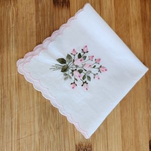 Vintage Embroidered Floral Hankie